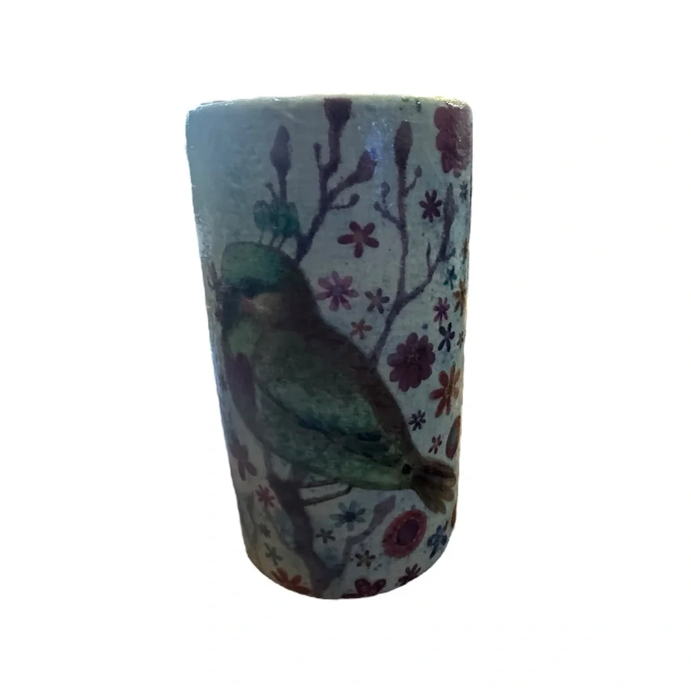 Hand Crafted mini vase with flowers and birds
